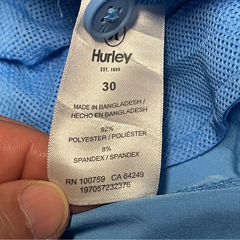 Hurley Blue Hybrid Shorts Lightweight Casual Wear - Picture 9 of 9